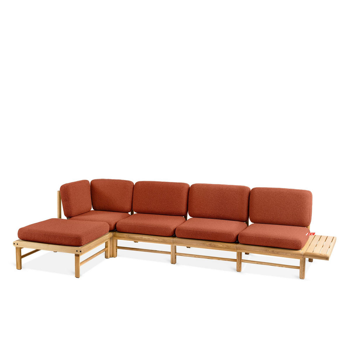 LOUNGESOFA ATREDA links - Orange, Holz/Textil (315/80/150cm) - KONSIMO®