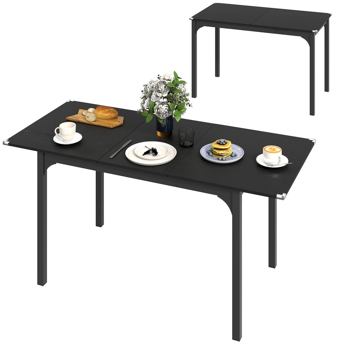 ESSTISCH DE-16498 Schwarz - Schwarz, Holzwerkstoff (160/70/75cm) - ComfortXL