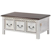 COUCHTISCH Mango / Akazie 100x57x45 weiß gewachst CASTLE-ANTIK #231 - Weiß, Holz (100/57/45cm) - Massivmoebel24