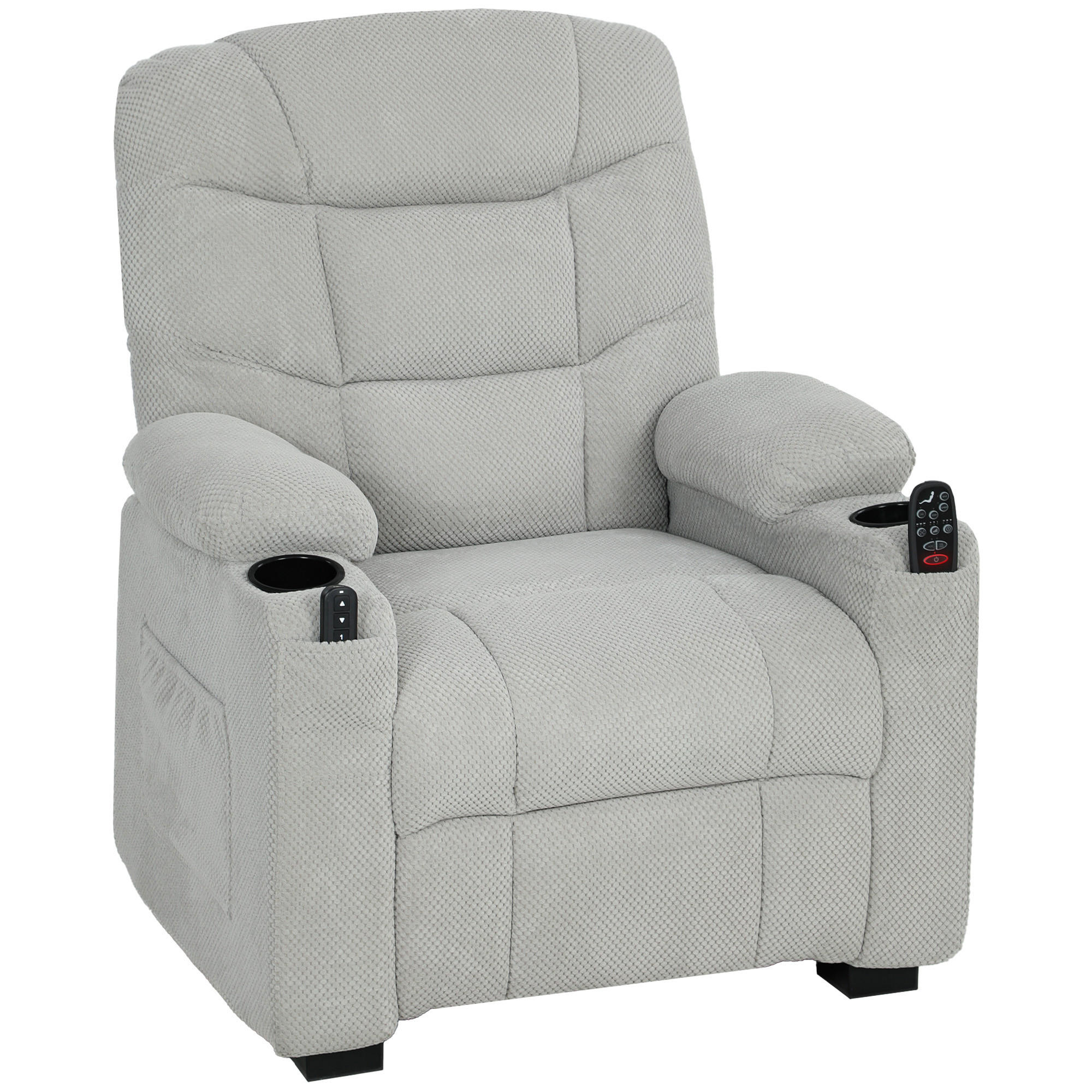ELEKTRISCHER-RELAXSESSEL Samt Metall Grau - Schwarz/Grau, Textil/Metall (90/105/96cm) - HOMCOM