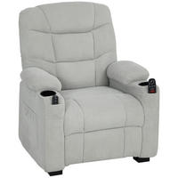 ELEKTRISCHER-RELAXSESSEL Samt Metall Grau - Schwarz/Grau, Textil/Metall (90/105/96cm) - HOMCOM