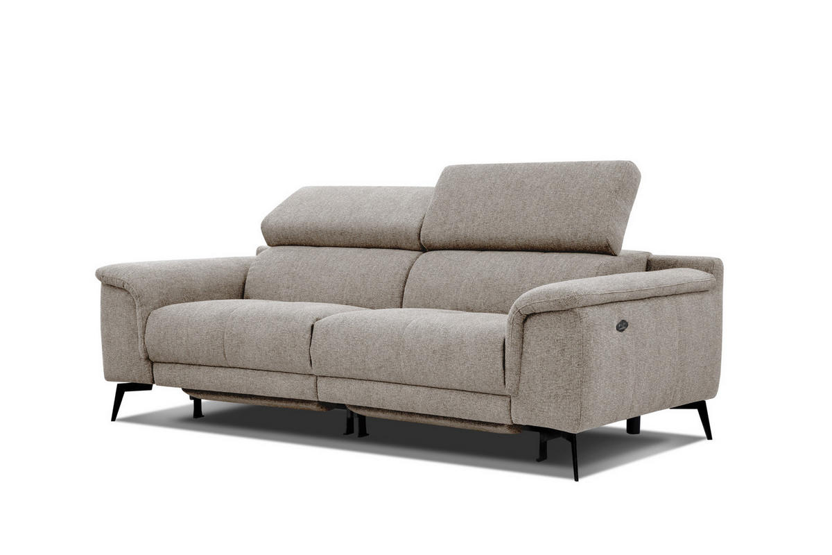 RELAXSOFA FIERO 3-Sitzer mit 2 Relaxfunktionen, taupe - Taupe/Schwarz, Holzwerkstoff/Textil (212/82/103cm)