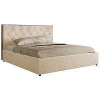 POLSTERBETT LARINO CLASSIC 160/200 - Creme Plüsch - ohne Matratze - Creme, Textil (160/200cm) - MKS