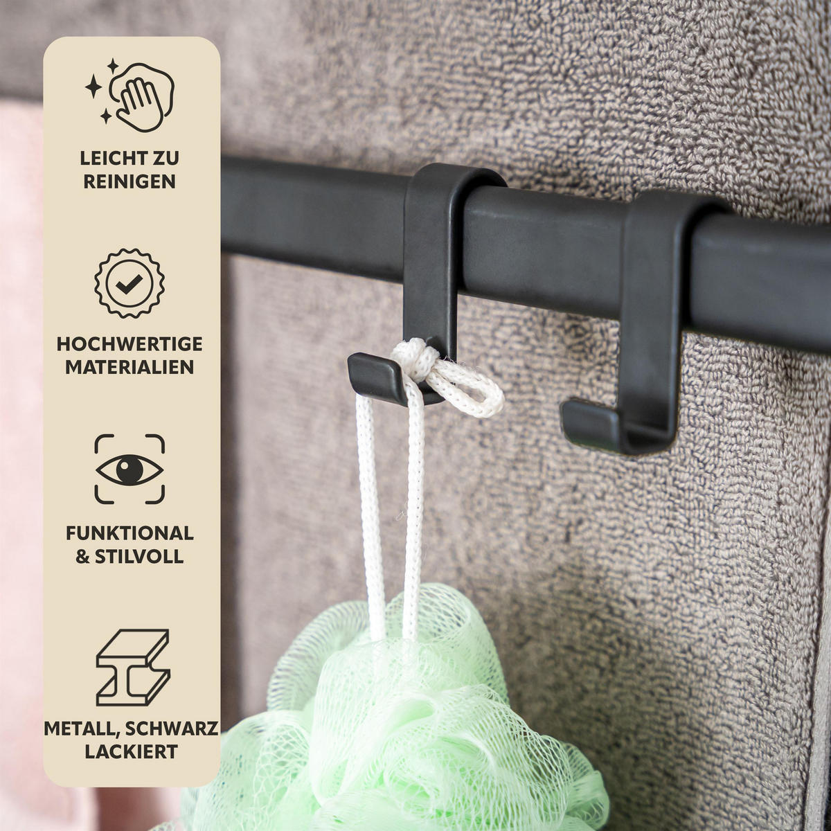 TÜR-HÄNGEREGAL, Metall, schwarz - Schwarz, Metall (65/86/17cm) - bremermann