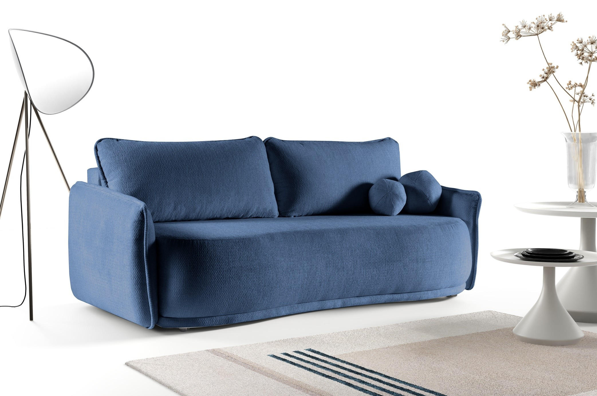 SOFA Perugia Blau, mit Schlaffunktion - Blau, Holzwerkstoff/Textil (231/93/106cm) - Bettso