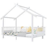 KINDERBETT mit Dachdesign und Sicherheitsgitter Metall Weiß 90 x 200 cm - Weiß, Metall (90/200cm) - MIVRAY