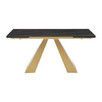 AUSZIEHBARER Tisch - 6 Personen, 8 Personen, 10 Personen - Glas, Keramik - Schwarz, Goldfarben - - Goldfarben/Schwarz, Glas/Keramik (90/200/76cm) - Vente-Unique