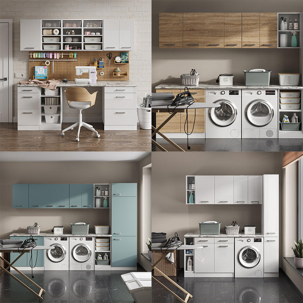 UNTERSCHRANK R-Line Grau 60 cm mit Türen, mit Arbeitsplatte - Weiß/Grau, Holzwerkstoff (60/81.6/60cm) - Vicco
