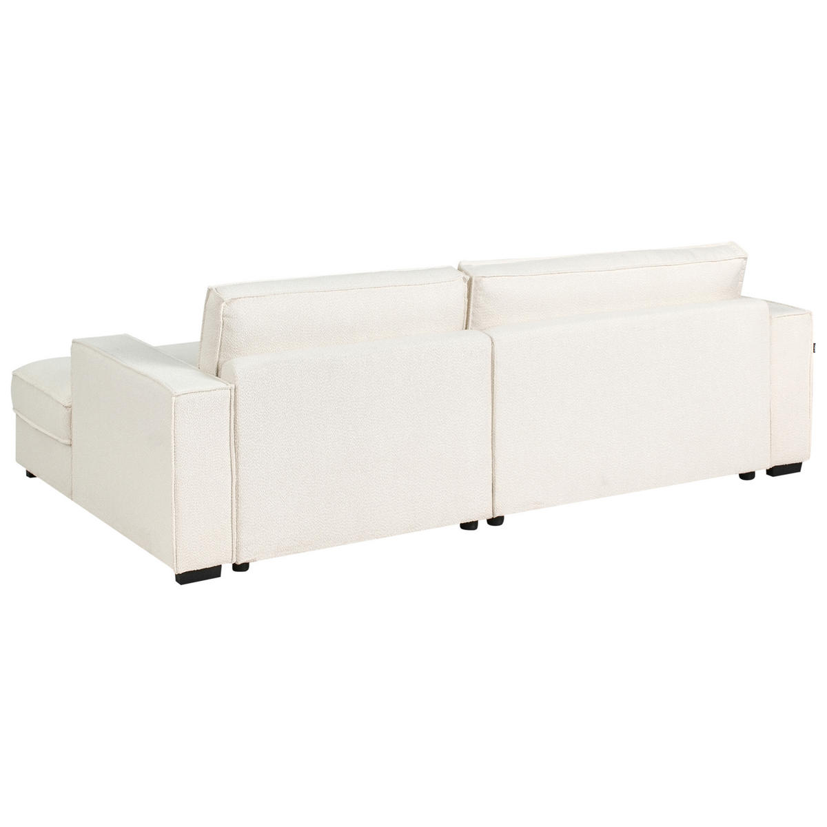 COLȚAR bouclé alb crem cu otomană pe partea stângă Renders - bej/crem, material textil (257/136cm) - Beliani