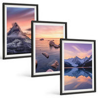 BILDER SET 3er Set - 40x60 cm Schwarzer Rahmen - Berglandschaft, See, Westen - Schwarz, Kunststoff (40/60cm) - TULUP