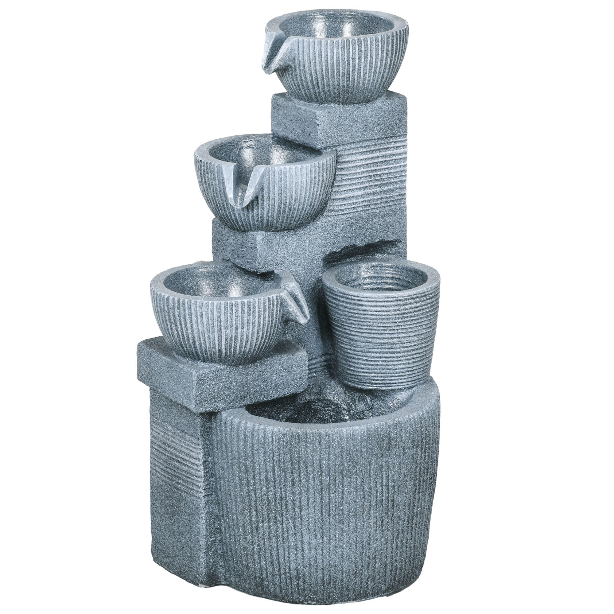 GARTENBRUNNEN, Kunstharz, Dunkelgrau - Dunkelgrau, Kunststoff (31/27/57cm) - Outsunny