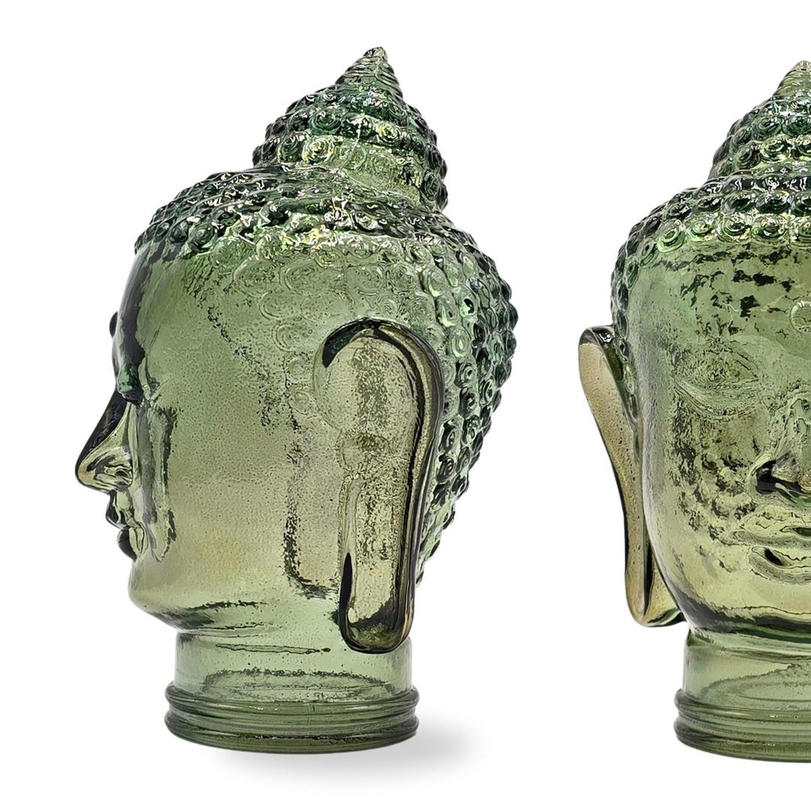 DEKO GLASKOPF THAI BUDDHA Glas, 30 cm Höhe T06 olivgrün - Olivgrün, Glas (19/30/19cm) - DESIGN DELIGHTS