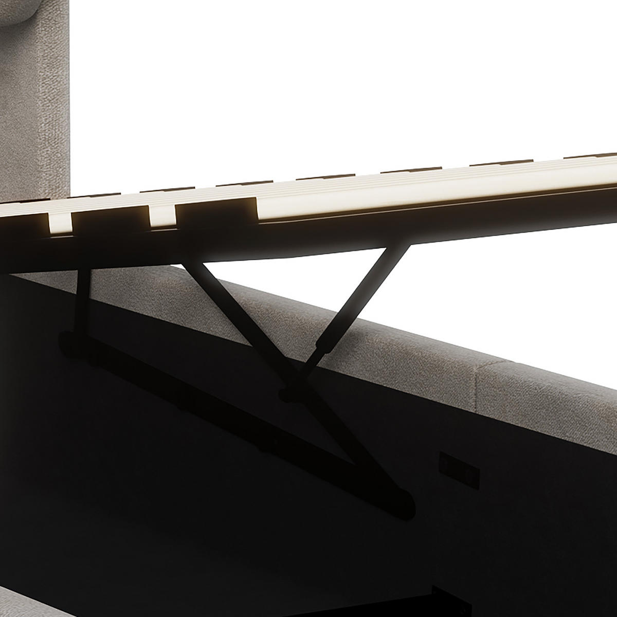 POLSTERBETT Längssteppung 90/200 cm mit Bettkasten & App-LED Samtoptik Grau - Grau, Textil (90/200cm) - Creahappy