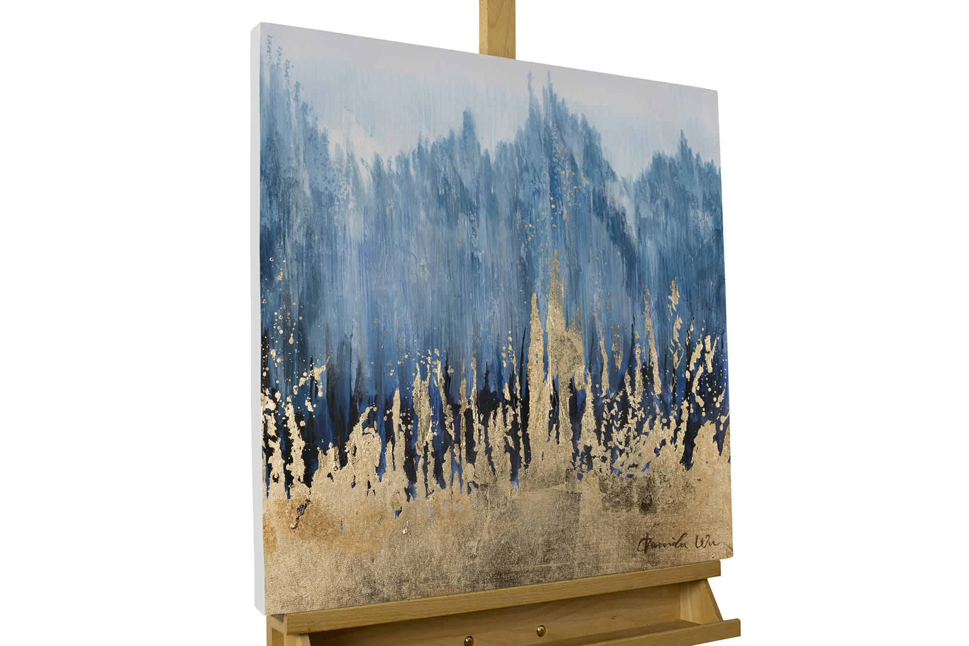 ACRYLBILD HANDGEMALT 60/60 cm - Blau, Holz/Textil (60/60cm) - KUNSTLOFT