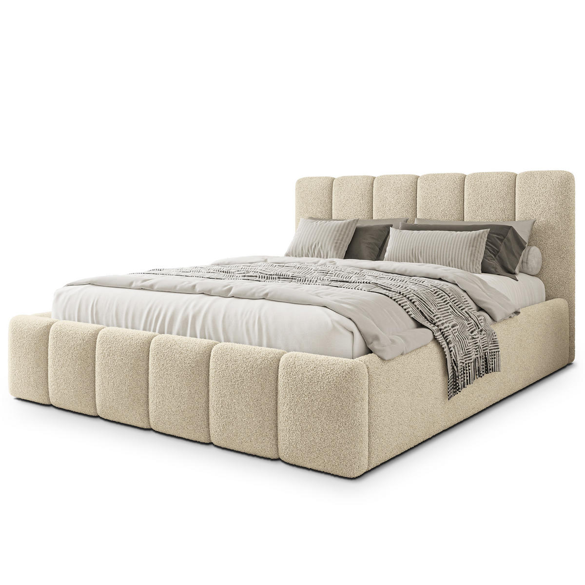 POLSTERBETT ATTORA Q 180x200 cm mit Bettkästen - Creme - Creme, Holz (180/200cm) - MASSENO