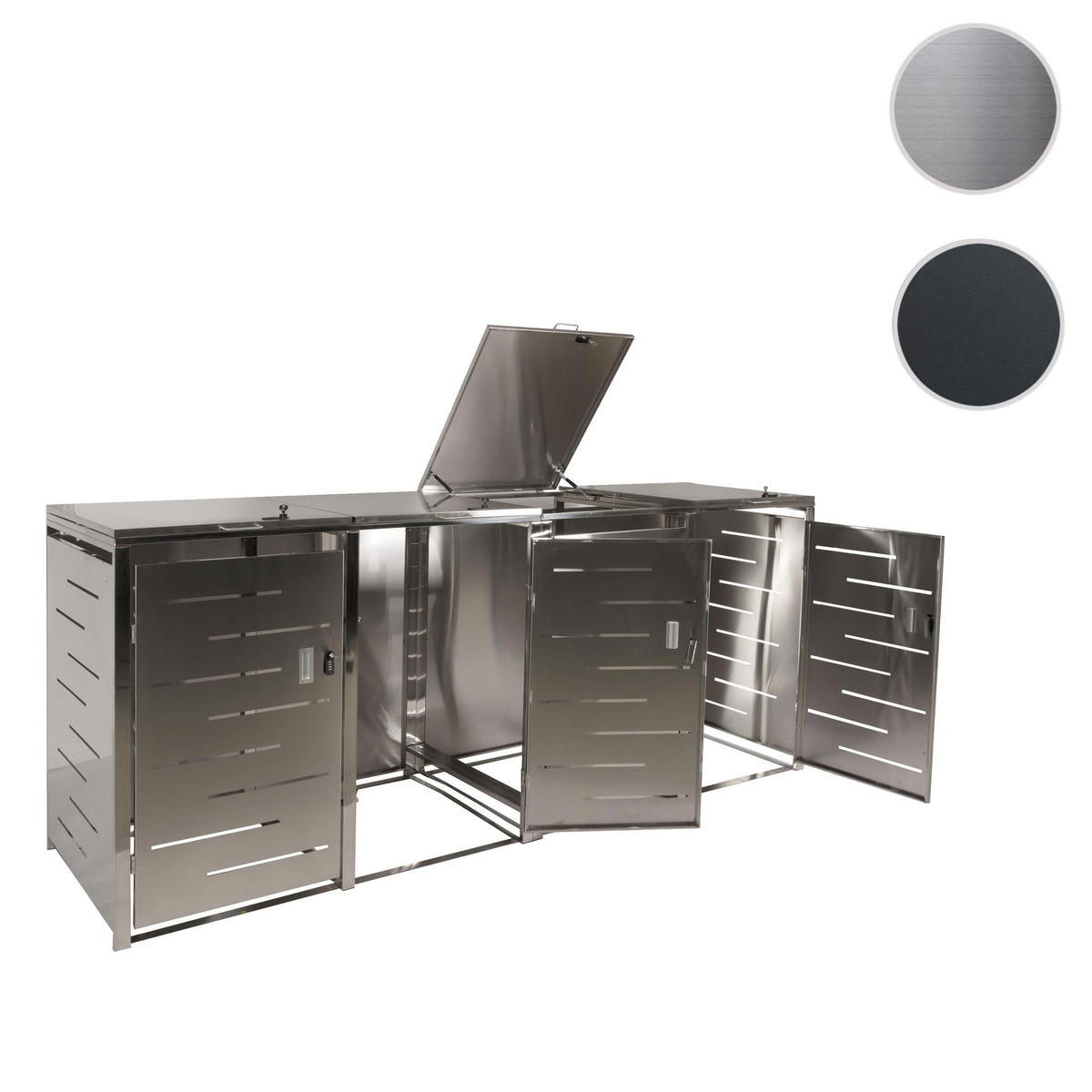 4ER-MÜLLTONNENVERKLEIDUNG Silber - Silberfarben, Metall (263/116/80cm) - MCW