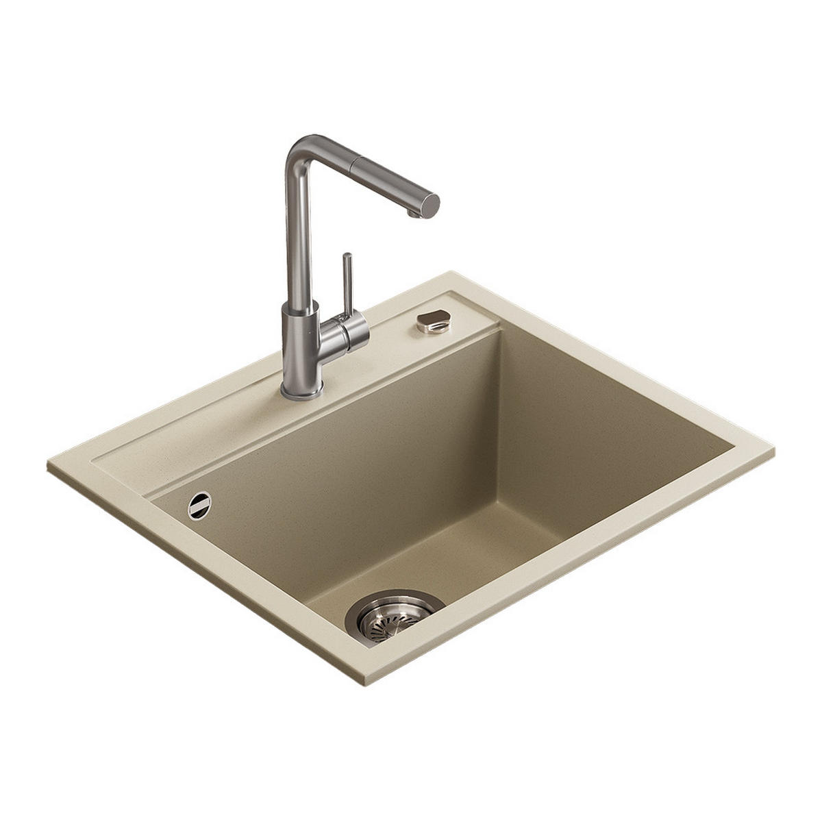 SPÜLBECKEN Paris Beige 57 x 51 cm - Beige, Stein (57/20/51cm) - Bergstroem