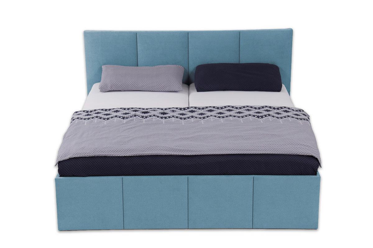 POLSTERBETT Dalas Blau 200 x 200 x 40 cm Bettkasten Mit hochwertiger Matratze H2 (bis 100 kg) und Lattenrost - Blau, Holz (200/200cm) - Halmon Schlafkomfort Betten 