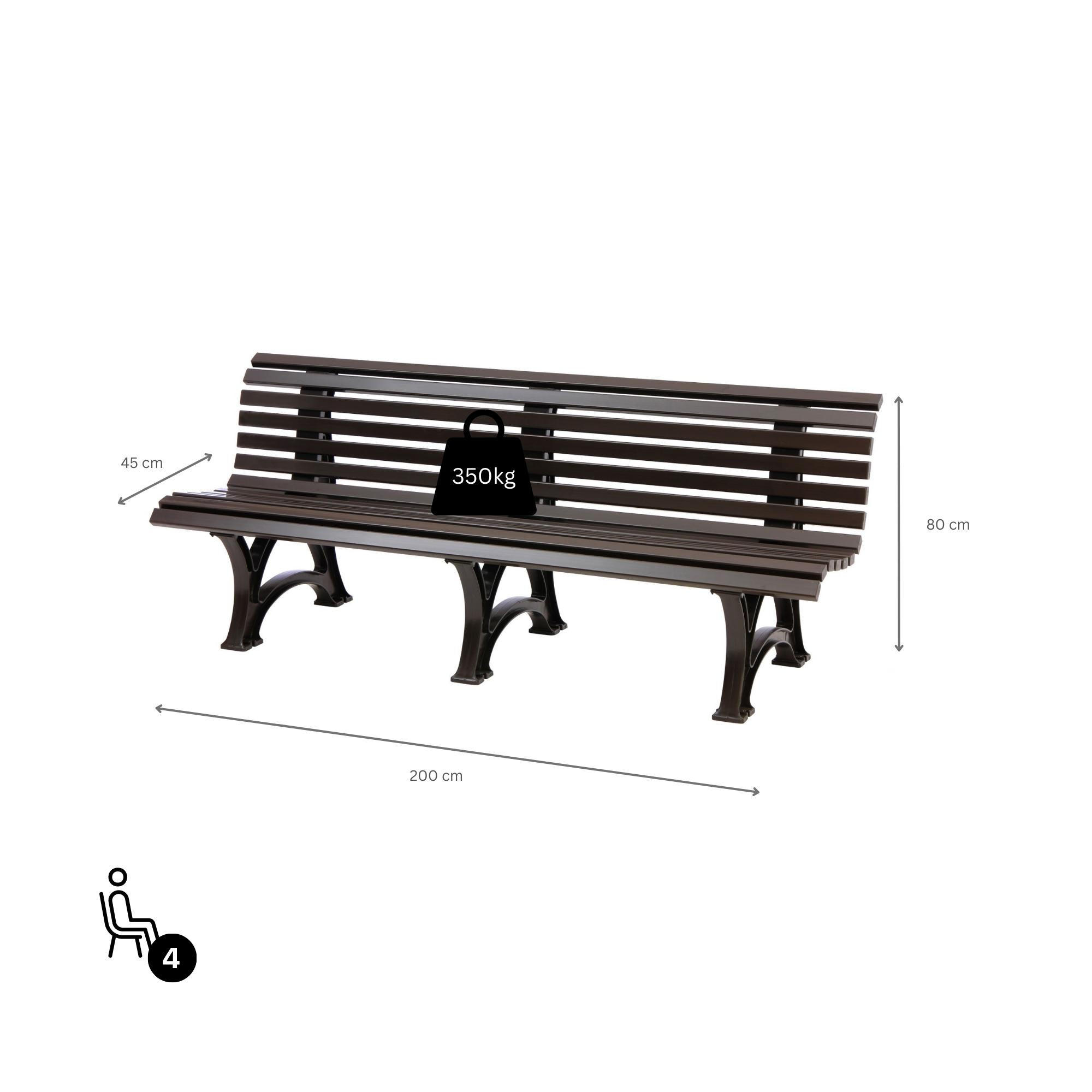 GARTENBANK Jamaika 4 Sitzer Braun 80 x 200 x 64 cm Witterungskunststoff & UV Beständiger Kunststoff - Braun, Kunststoff (200/80/64cm) - PROREGAL