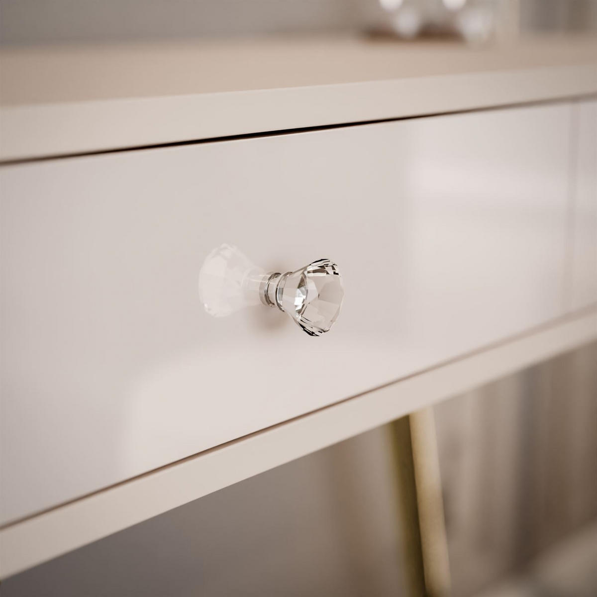 KONSOLE SIENNA KASCHMIR auf schrägen goldenen Beinen - Beige, Holzwerkstoff (100/81/42cm) - Lookway