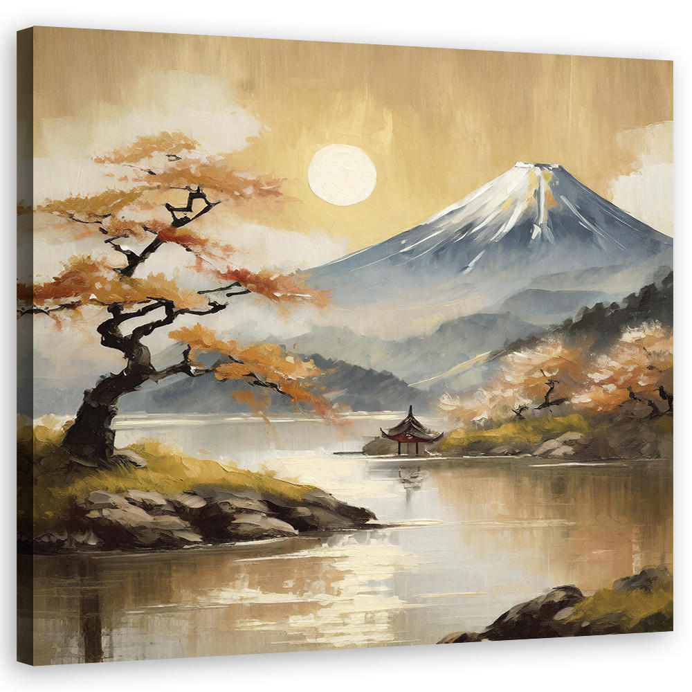 WANDBILD landschaft natur berge japan - Beige, Textil (40/40cm) - Feeby