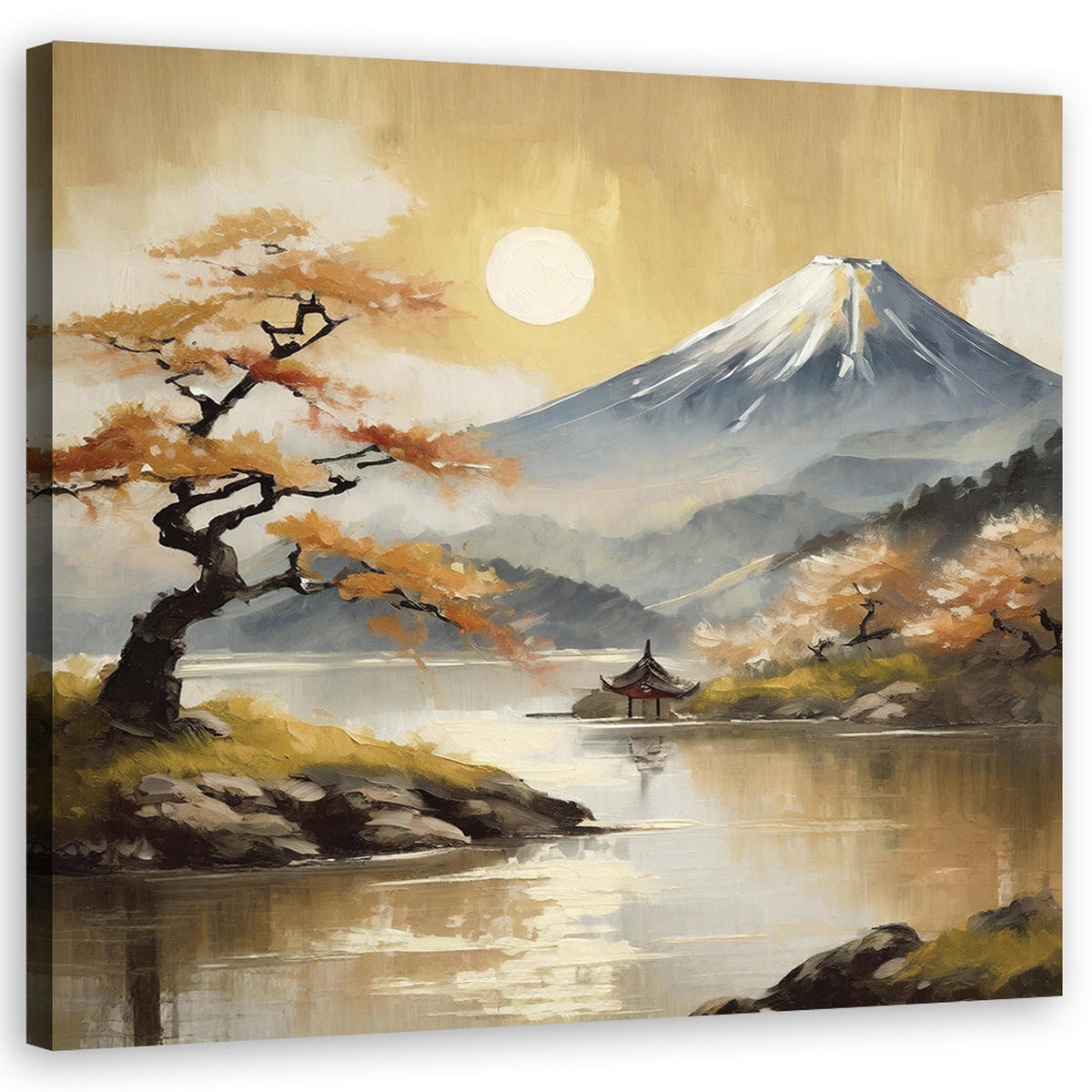 WANDBILD landschaft natur berge japan - Beige, Textil (40/40cm) - Feeby