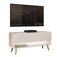 LOWBOARD TV-Schrank CALANTE 90 cm auf schrägen goldenen Chrom-Beinen - Kaschmir/Goldfarben, Holzwerkstoff/Metall (90/43/35cm) - Lookway
