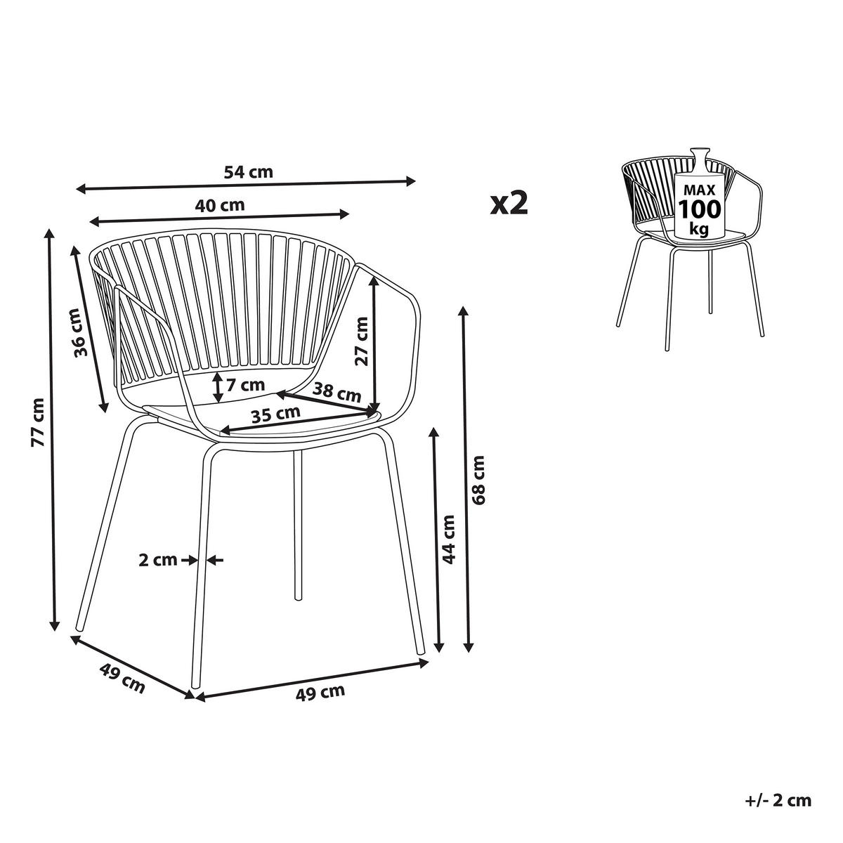 FÉMSZÉK 2 darabos Szett Arany Rigby - arany színű, textil/fém (54/77/49cm) - Beliani