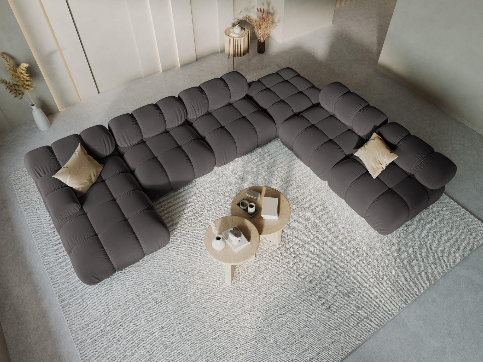 Thumbnail - Micadoni Modulares-Panoramasofa, Dunkelgrau, Textil, 7-Sitzer, U-Form, 282x63x379 cm, Hergestellt in Europa, Oeko-Tex®, ...