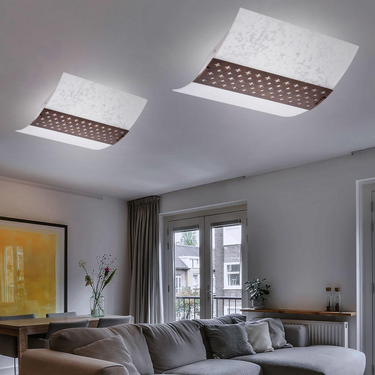 DECKENLEUCHTE Metall Braun SARAH - Braun, Glas (25.4/26.4/8.9cm)