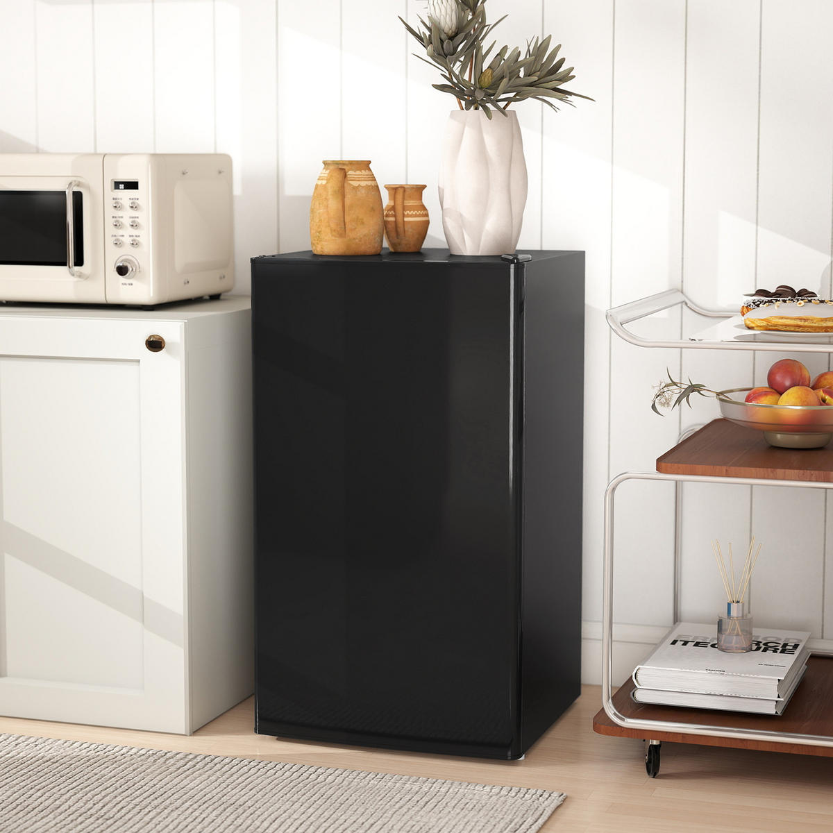 MINI-KÜHLSCHRANK Stahlblech Kunststoff Schwarz - Schwarz, Metall (44.2/84/47.5cm) - HOMCOM