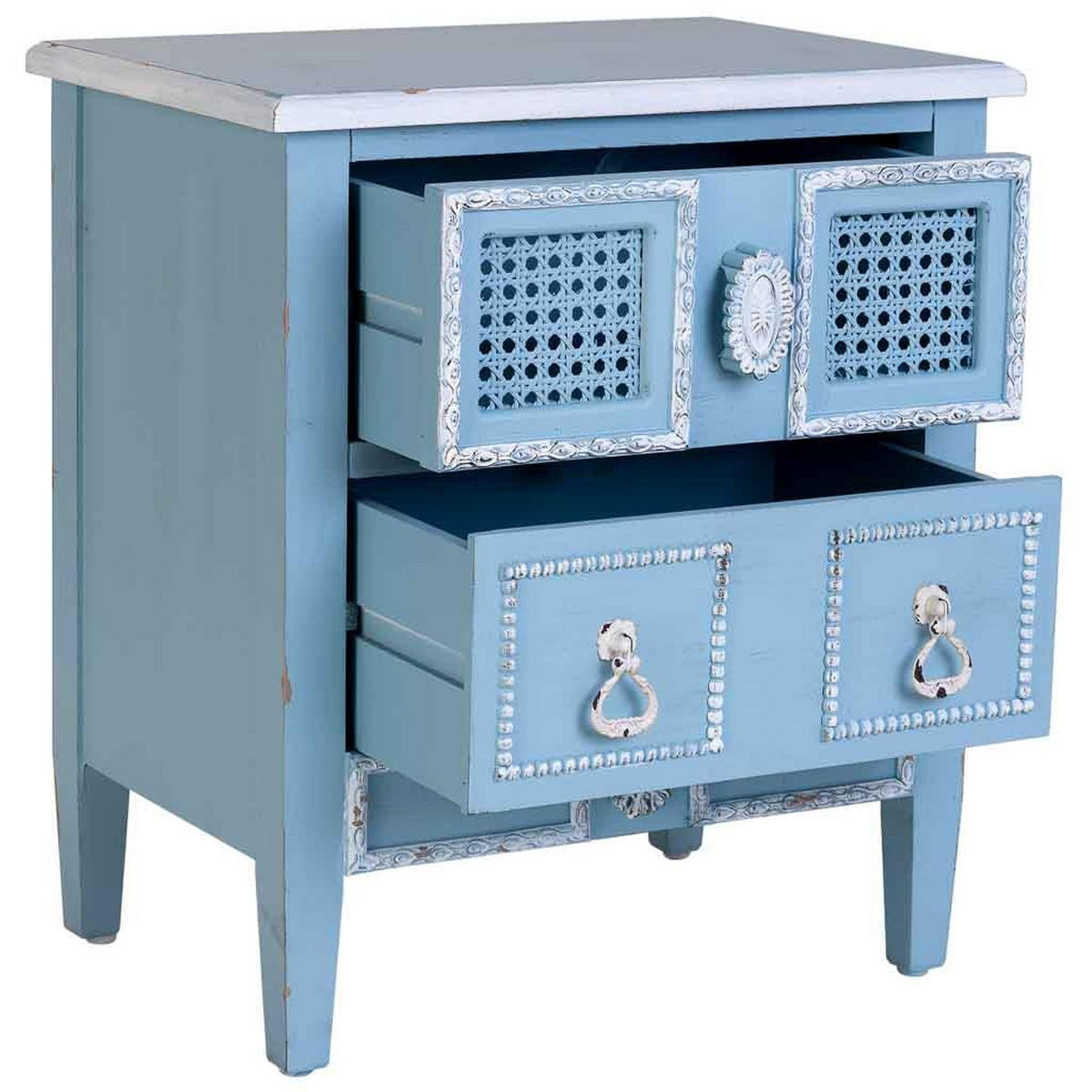 NACHTTISCH aus Holz, blau, 46x32x52cm - Blau, Holz (46/52/32cm) - Wanderlust