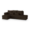ECKSOFA LUMARI L-S Braun Plüsch-Stoff mit Schlaffunktion - Braun, Holz (262/143cm) - MASSENO