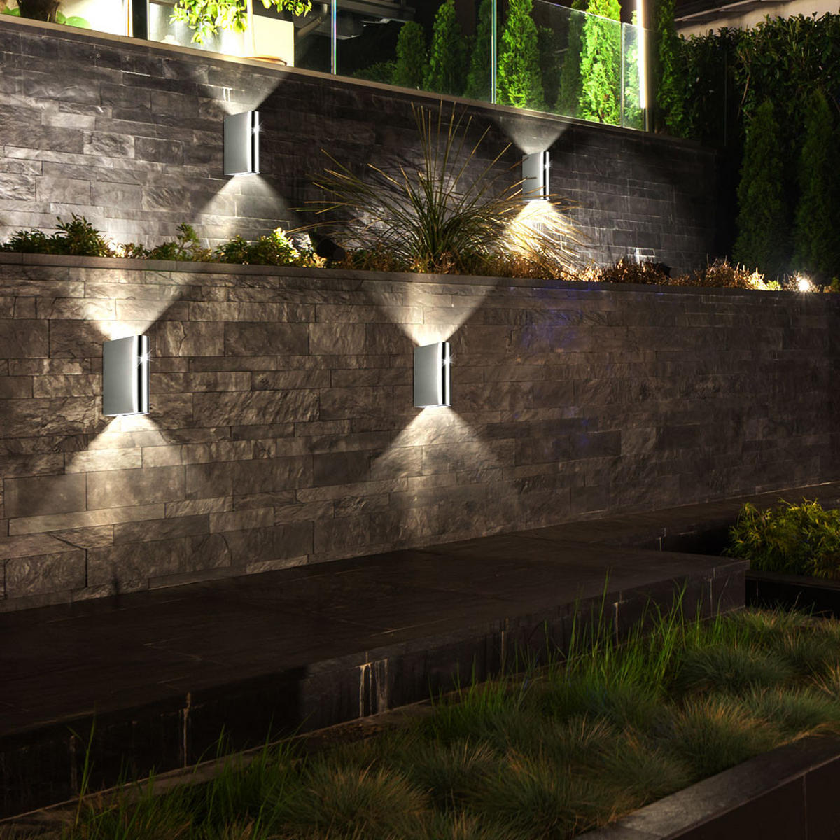LED AUSSEN-WANDLAMPE Edelstahl Silber - Silberfarben, Glas (20/7.5/11cm)