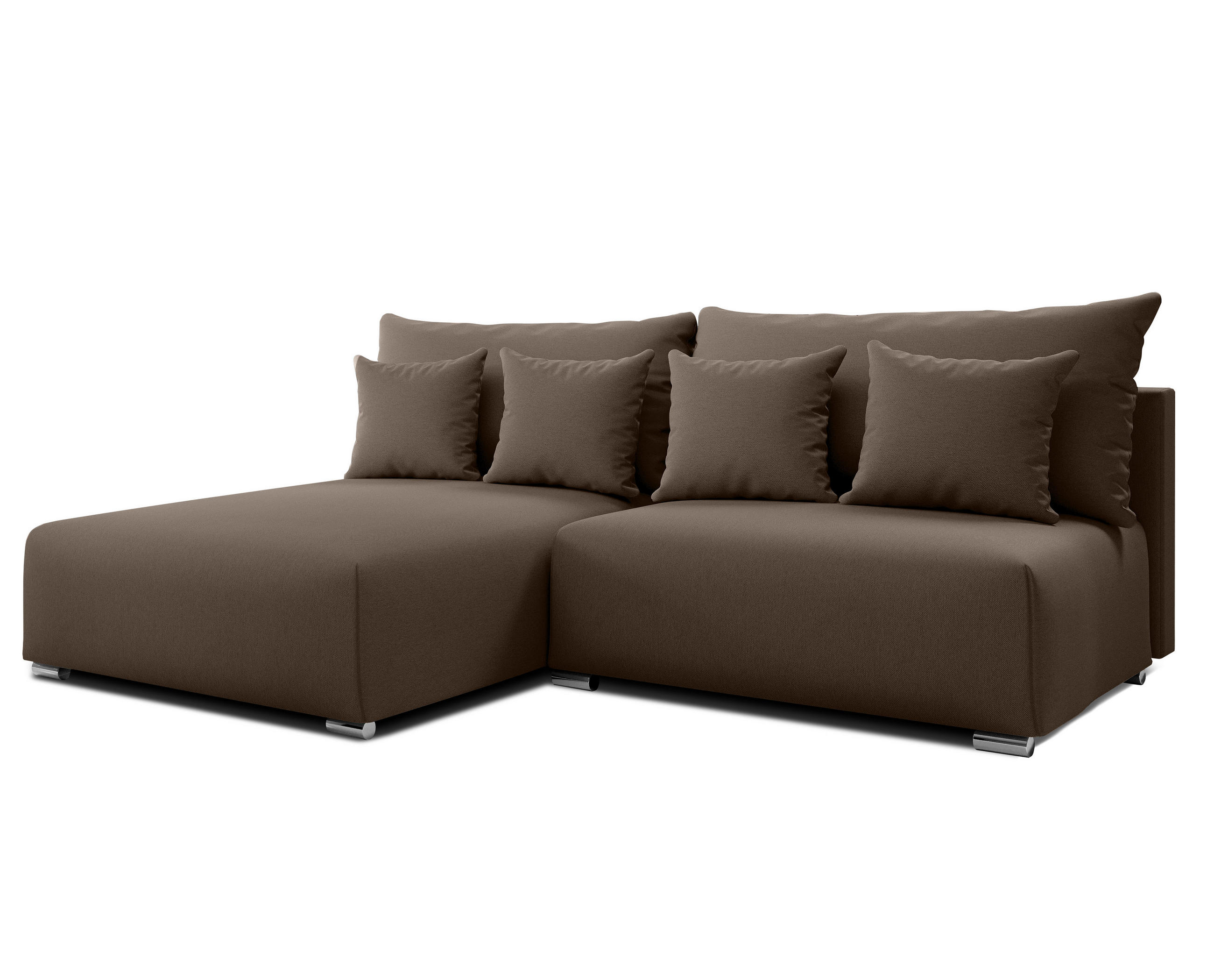 ECKSOFA L Form Ederra Braun 208/190/91 cm – großes Sofa mit Schlaffunktion L - Silberfarben/Braun, Textil/Metall (190/208cm) - AX Living