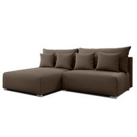 ECKSOFA L Form Ederra Braun 208/190/91 cm – großes Sofa mit Schlaffunktion L - Silberfarben/Braun, Textil/Metall (190/208cm) - AX Living
