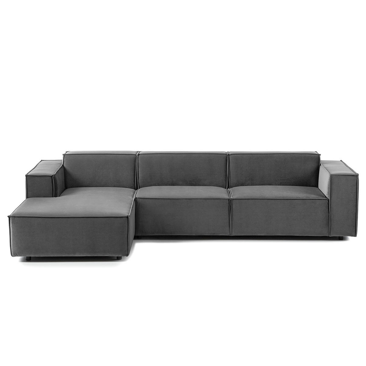 ECKSOFA mit Longchair - Schwarz/Grau, Kunststoff/Textil (294/177cm) - home24