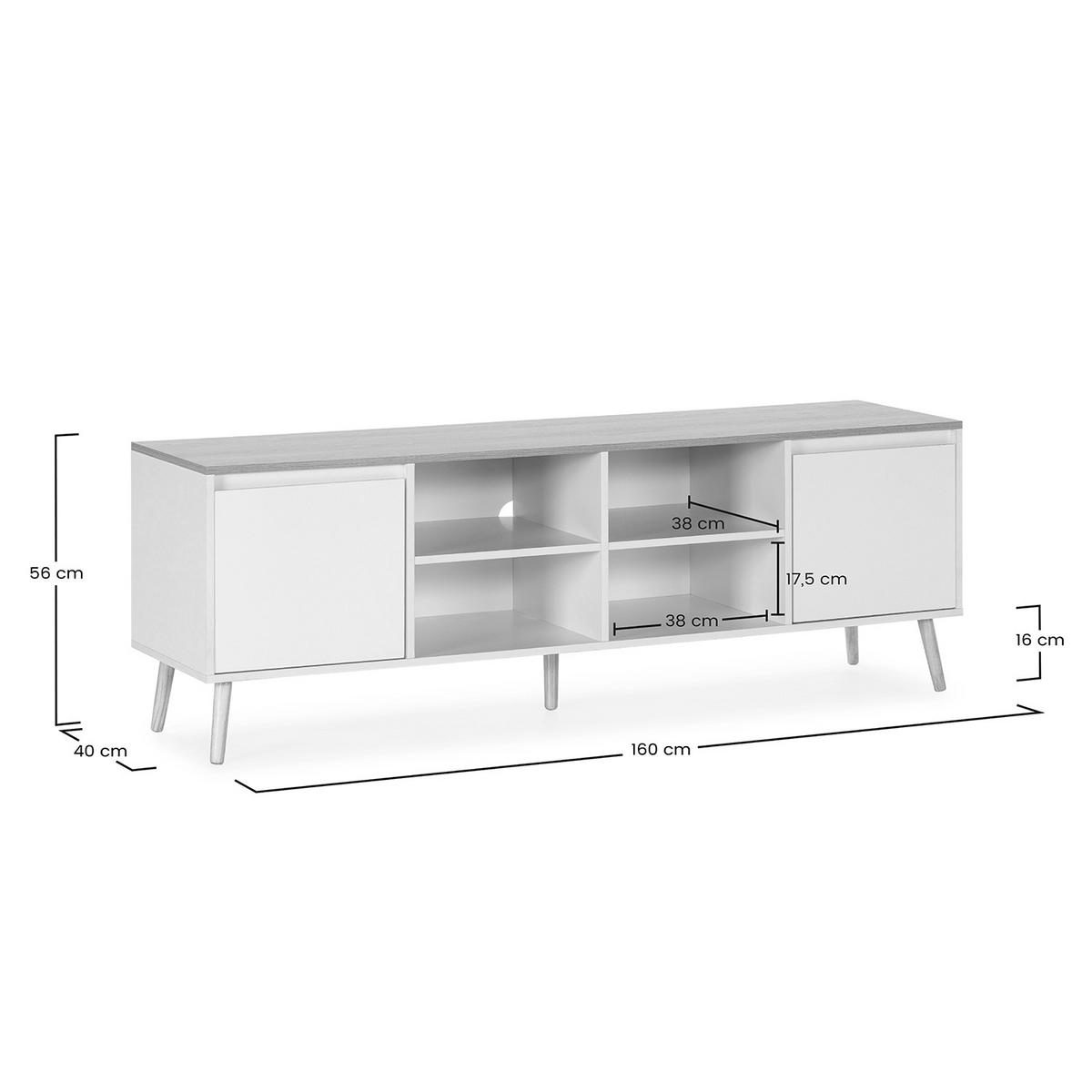TV-ELEMENT Desi 2 türen Weiß - Weiß, Holzwerkstoff (160/55/40cm) - VS Venta-stock