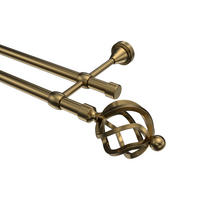 GARDINENSTANGE Primus Paolo 180 cm, 2-läufig (ohne Ringe), 16 mm Ø Messing Antik - Messingfarben/Bronzefarben, Metall (180cm) - INTERDECO