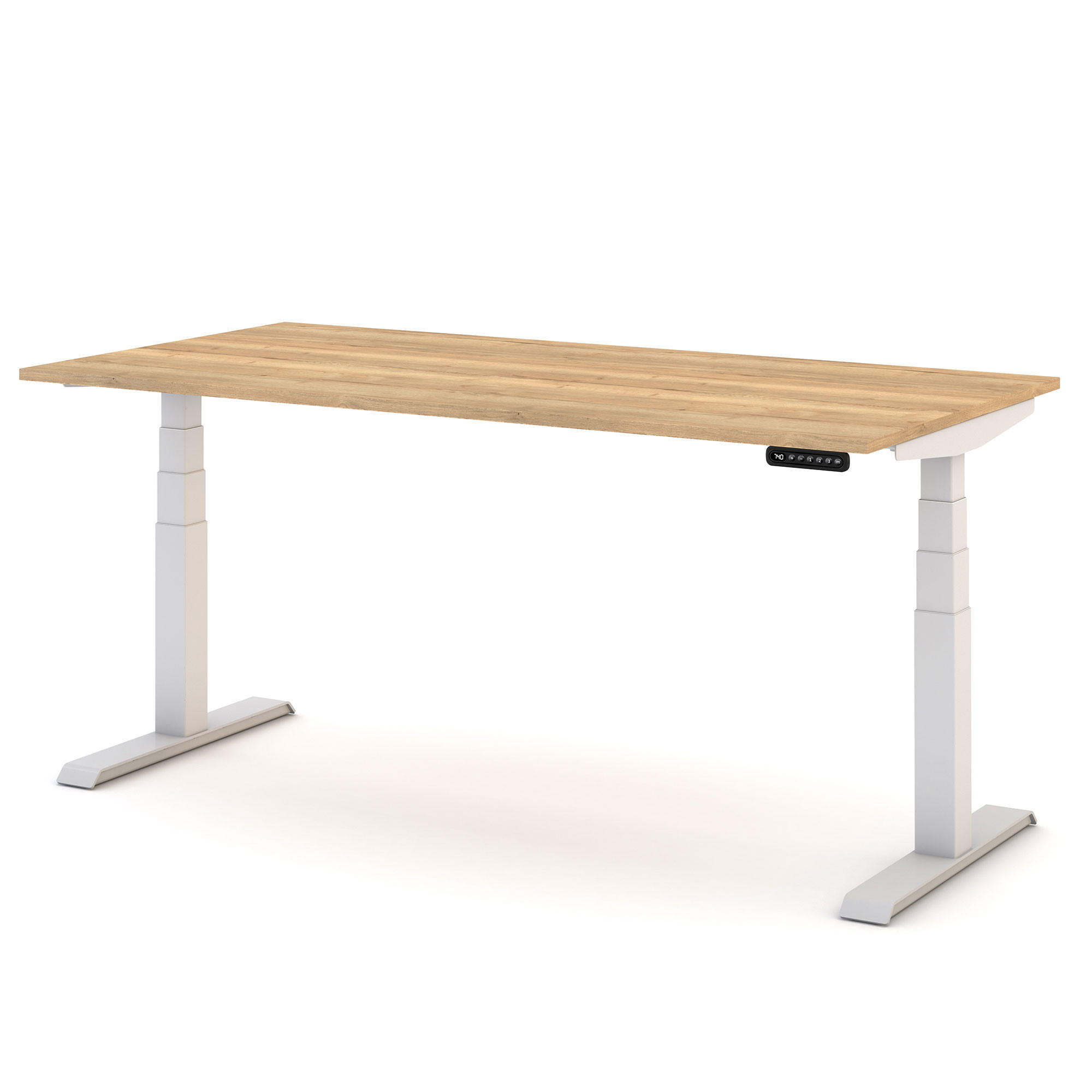 SCHREIBTISCH Elektrisch höhenverstellbarer Kinderschreibtisch JUNIOR Eiche Natura Signalweiß 120/80/52.5-121cm - Weiß/Eiche Artisan, Holzwerkstoff/Metall (80/120/121cm) - ASSMANN