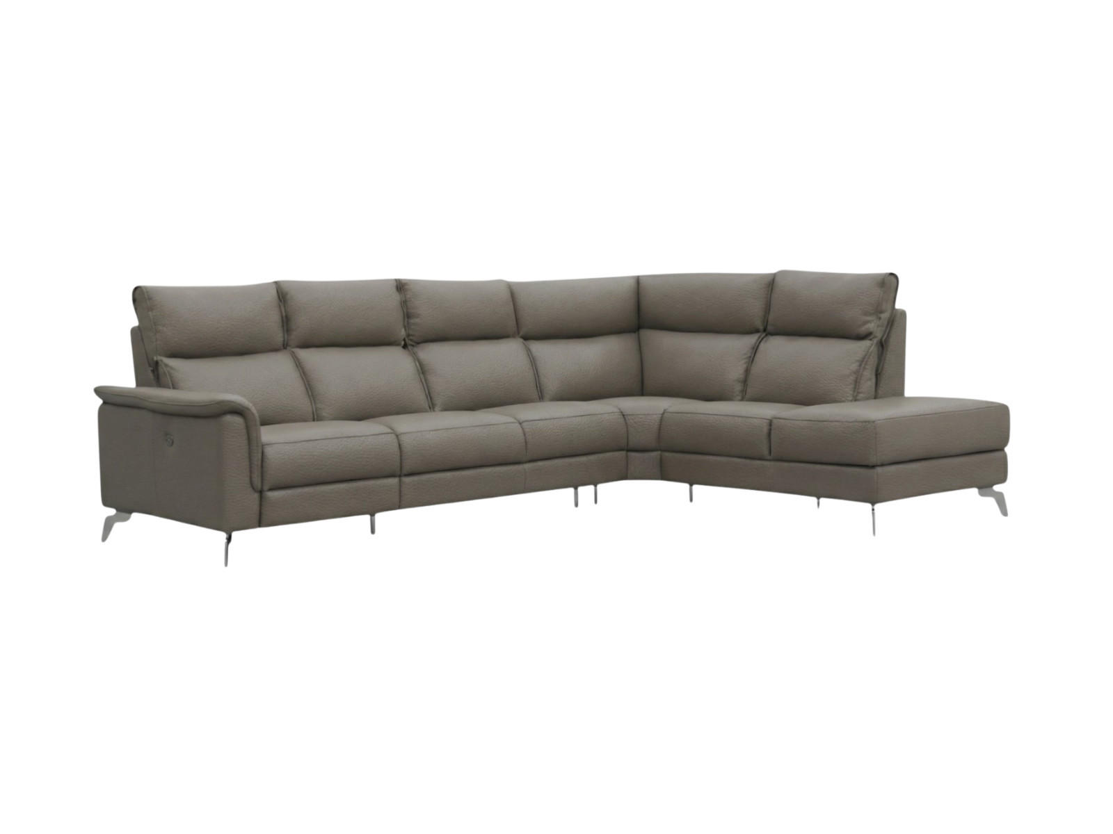 ECKSOFA Borea Echtleder Greige - Greige, Leder/Metall (310/220cm)