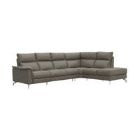 ECKSOFA Borea Echtleder Greige - Greige, Leder/Metall (310/220cm)
