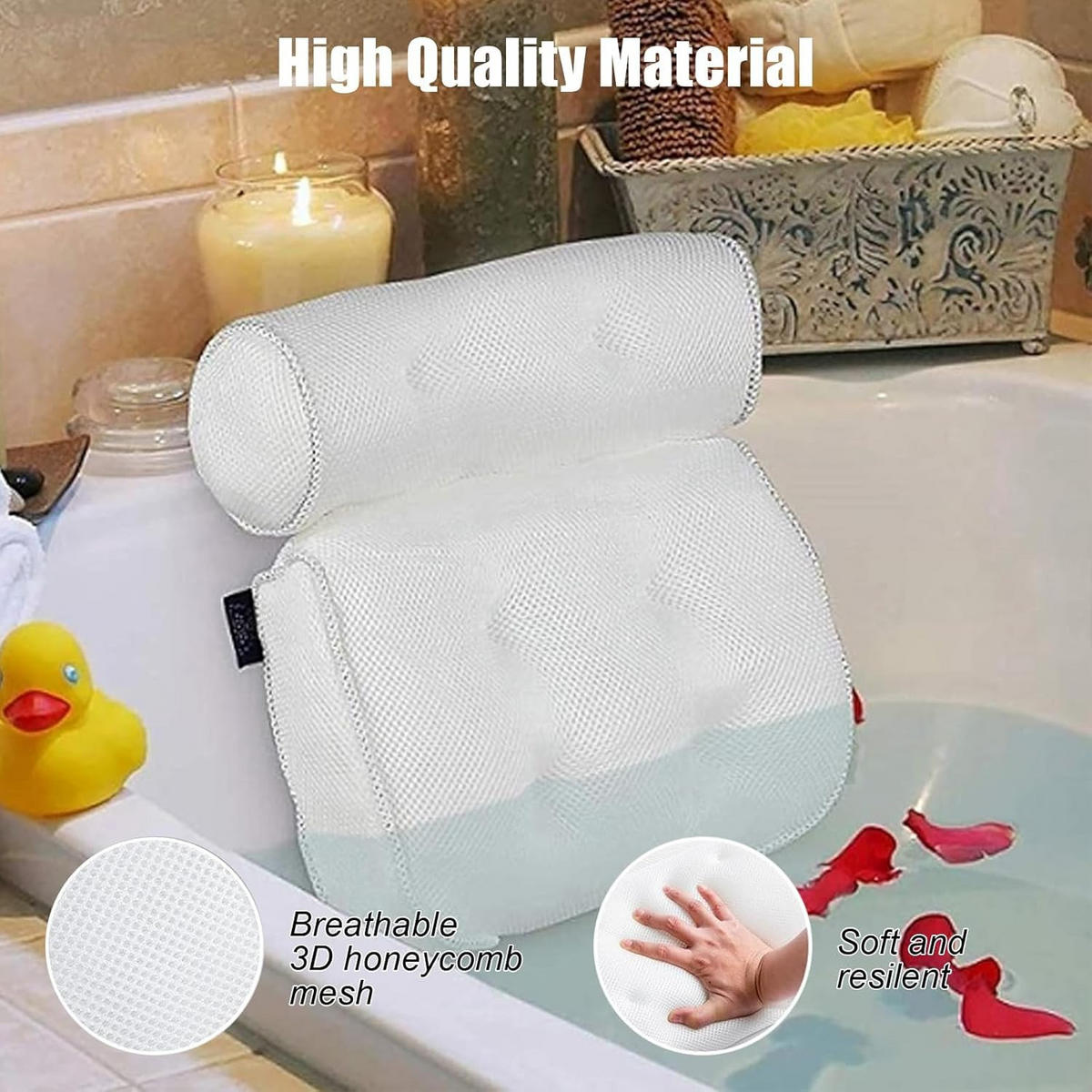 BADEKISSEN – 35 x 40 x 8 cm – Weiß - Weiß, Textil (35/38cm)