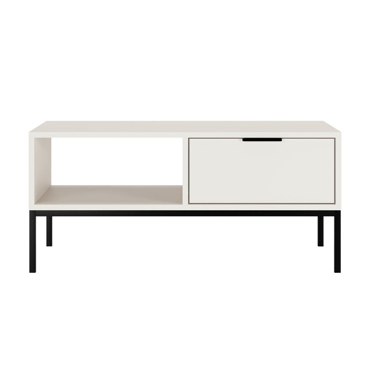 KLUBSKA MIZA Seattle Črno-belo - bela, leseni material (60/100/45.4cm) - Petits-meubles