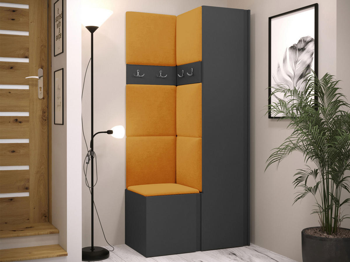 GARDEROBEN-SET Orion XXIV - Graphitfarben/Orange, Holzwerkstoff/Kunststoff (82/186/46cm) - MIRJAN24