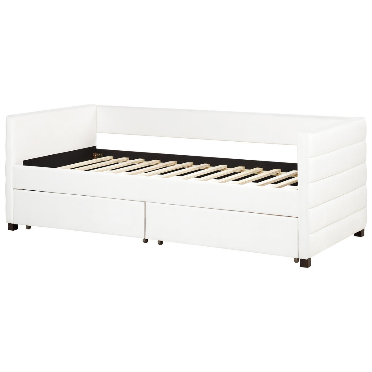 TAGESBETT mit Stauraum 90x200 cm Weiß Marray - Creme, Textil (90/200cm) - Beliani
