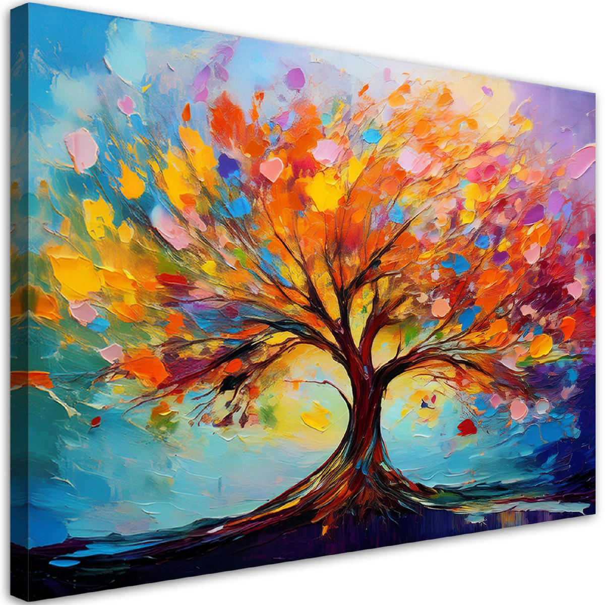 WANDBILD bunter liebesbaum natur - Multicolor, Textil (60/40cm) - Feeby