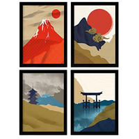 POSTER Set mit 4 japanischen Schreinen A4 Rahmenlos - Klar, Papier (29.7/3cm) - Nacnic