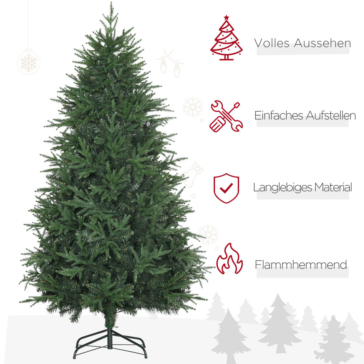 WEIHNACHTSBAUM, 180 cm, PVC, PE, Metall, Grün - Grün, Kunststoff (180cm) - HOMCOM