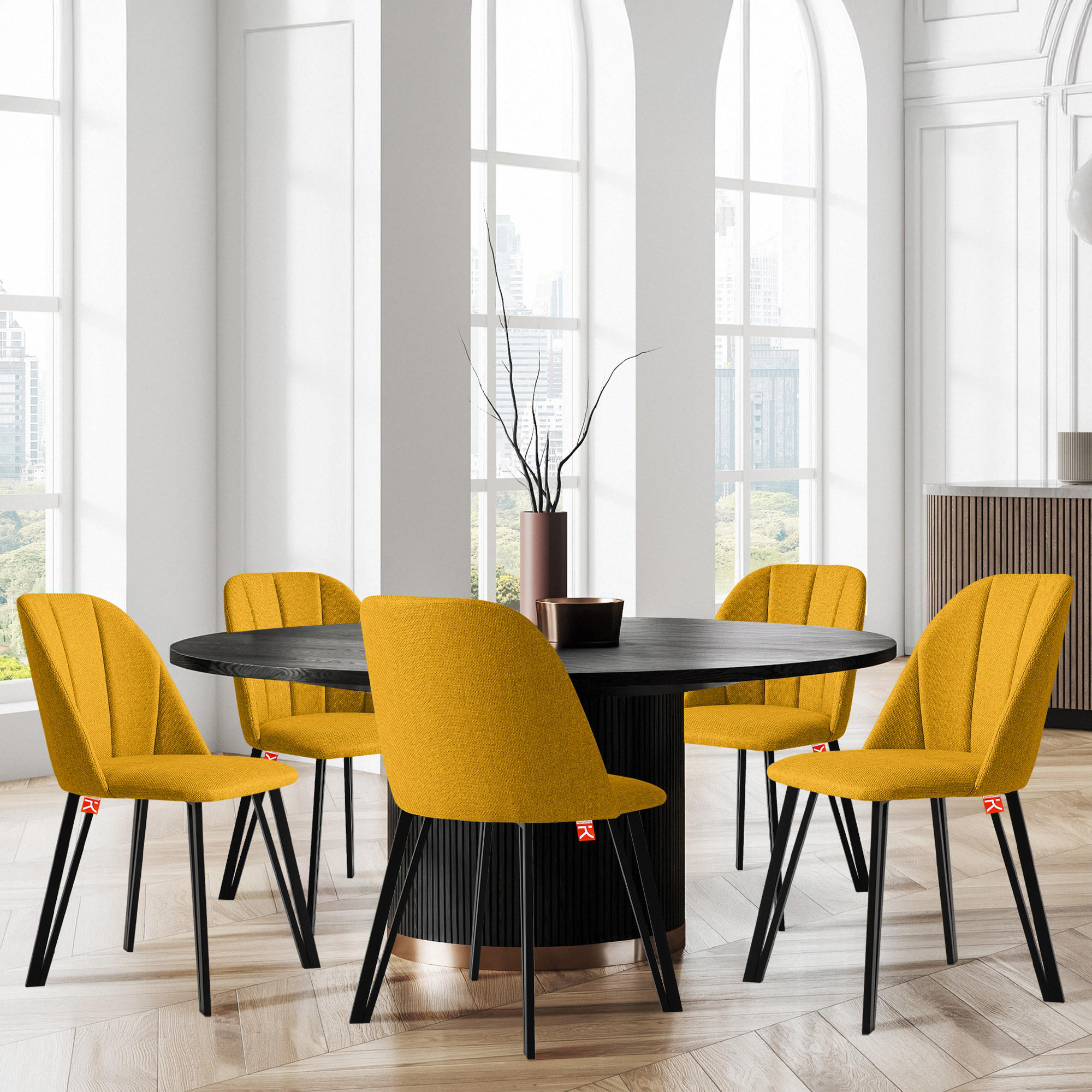 Thumbnail - Konsimo® Polsterstuhl, Honig, Textil, 52x85x58 cm, Esszimmer, Stühle, Esszimmerstühle, Vierfußstühle